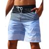 imageELETOP Mens Swim Trunks Quick Dry Bathing Suit Swimming Board Shorts Mesh Lining Beach Swimwear000 Stripe Blue