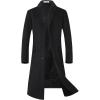 imageELETOP Mens Trench Coat Long Wool Coat Winter Classic Overcoat Top Pea Coat1801 Black Long