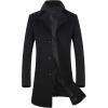 imageELETOP Mens Trench Coat Long Wool Coat Winter Classic Overcoat Top Pea Coat1811 Black Single Breasted