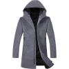 imageELETOP Mens Trench Coat Long Wool Coat Winter Classic Overcoat Top Pea CoatGray Hooded