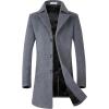 imageELETOP Mens Trench Coat Long Wool Coat Winter Classic Overcoat Top Pea CoatGray Single Breasted