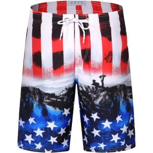 imageELETOP Mens Swim Trunks Quick Dry Bathing Suit Swimming Board Shorts Mesh Lining Beach Swimwear015 Flag