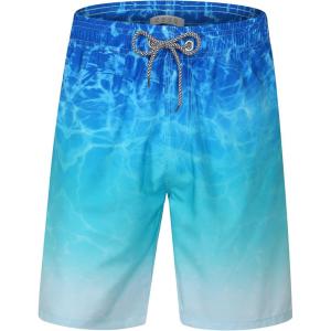 imageELETOP Mens Swim Trunks Quick Dry Bathing Suit Swimming Board Shorts Mesh Lining Beach Swimwear159 Ripple Gradient Blue
