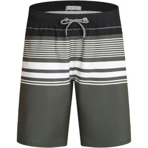 imageELETOP Mens Swim Trunks Quick Dry Bathing Suit Swimming Board Shorts Mesh Lining Beach Swimwear180 Stripe Grey