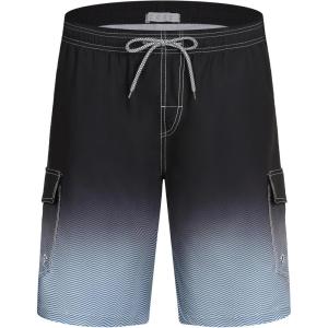 imageELETOP Mens Swim Trunks Quick Dry Bathing Suit Swimming Board Shorts Mesh Lining Beach Swimwear181 Cargo Gradient Black