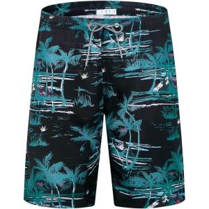imageELETOP Mens Swim Trunks Quick Dry Bathing Suit Swimming Board Shorts Mesh Lining Beach Swimwear208 Black Green