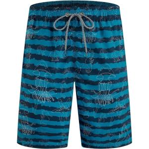 imageELETOP Mens Swim Trunks Quick Dry Bathing Suit Swimming Board Shorts Mesh Lining Beach Swimwear313 Black Blue Stripe