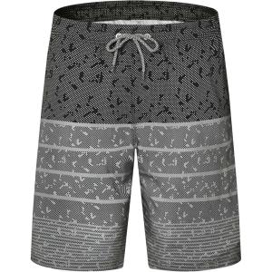 imageELETOP Mens Swim Trunks Quick Dry Bathing Suit Swimming Board Shorts Mesh Lining Beach Swimwear444 Stripe Grey