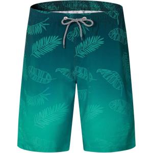 imageELETOP Mens Swim Trunks Quick Dry Bathing Suit Swimming Board Shorts Mesh Lining Beach Swimwear446 Leaf Gradient Green
