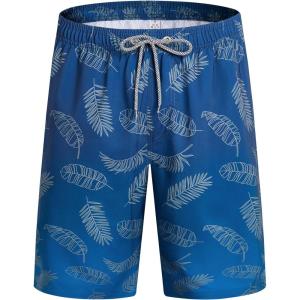imageELETOP Mens Swim Trunks Quick Dry Bathing Suit Swimming Board Shorts Mesh Lining Beach Swimwear450 Leaf Gradient Blue