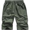 imageELETOP Mens Cargo Shorts Elastic Waistband Drawstring Big and Tall Cotton Summer Casual Work Shorts902 Camo Army Green
