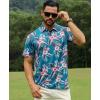 imageELETOP Mens Golf Polo Shirts Short Sleeve Moisture Wicking Hawaiian Tropical Polos Performance Golf Shirts for Men Dry Fit003 Flower Navy