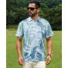 imageELETOP Mens Golf Polo Shirts Short Sleeve Moisture Wicking Hawaiian Tropical Polos Performance Golf Shirts for Men Dry Fit004leaves Grey Blue