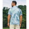 imageELETOP Mens Golf Polo Shirts Short Sleeve Moisture Wicking Hawaiian Tropical Polos Performance Golf Shirts for Men Dry Fit004leaves Grey Blue