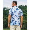 imageELETOP Mens Golf Polo Shirts Short Sleeve Moisture Wicking Hawaiian Tropical Polos Performance Golf Shirts for Men Dry FitP06blue White