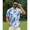 imageELETOP Mens Golf Polo Shirts Short Sleeve Moisture Wicking Hawaiian Tropical Polos Performance Golf Shirts for Men Dry FitP06blue White
