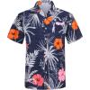 imageELETOP Mens Hawaiian Shirt Quick Dry Tropical Beach Shirts Short Sleeve Aloha Holiday Casual Cuban Shirts056 Petunia Navy