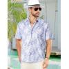 imageELETOP Mens Hawaiian Shirt Summer Stretch Short Sleeve Tropical Beach Button Down Casual ShirtM031 Blue Leaf Grey