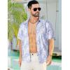 imageELETOP Mens Hawaiian Shirt Summer Stretch Short Sleeve Tropical Beach Button Down Casual ShirtM031 Blue Leaf Grey