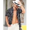 imageELETOP Mens Hawaiian Shirt Summer Stretch Short Sleeve Tropical Beach Button Down Casual ShirtM032 Palm Leaf Black