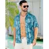 imageELETOP Mens Hawaiian Shirt Summer Stretch Short Sleeve Tropical Beach Button Down Casual ShirtM033 Leaf Blue