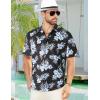 imageELETOP Mens Hawaiian Shirt Summer Stretch Short Sleeve Tropical Beach Button Down Casual ShirtM034 White Flower Black