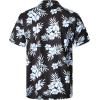 imageELETOP Mens Hawaiian Shirt Summer Stretch Short Sleeve Tropical Beach Button Down Casual ShirtM034 White Flower Black