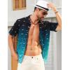 imageELETOP Mens Hawaiian Shirt Summer Stretch Short Sleeve Tropical Beach Button Down Casual ShirtM035 Gradient Green