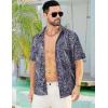 imageELETOP Mens Hawaiian Shirt Summer Stretch Short Sleeve Tropical Beach Button Down Casual ShirtM046 Navy Blue