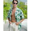 imageELETOP Mens Hawaiian Shirts Short Sleeve Floral Beach Shirts Button Down Tropical Aloha Vacation Shirts000 Green Leaf