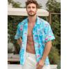 imageELETOP Mens Hawaiian Shirts Short Sleeve Floral Beach Shirts Button Down Tropical Aloha Vacation Shirts034 Flamingo Light Blue