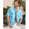 imageELETOP Mens Hawaiian Shirts Short Sleeve Floral Beach Shirts Button Down Tropical Aloha Vacation Shirts034 Flamingo Light Blue