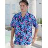 imageELETOP Mens Hawaiian Shirts Short Sleeve Floral Beach Shirts Button Down Tropical Aloha Vacation Shirts040 Flamingo Blue