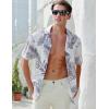 imageELETOP Mens Hawaiian Shirts Short Sleeve Floral Beach Shirts Button Down Tropical Aloha Vacation Shirts070 Leaf Beige