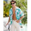 imageELETOP Mens Hawaiian Shirts Short Sleeve Floral Beach Shirts Button Down Tropical Aloha Vacation Shirts097 Flamingo Green Leaf