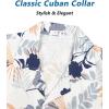 imageELETOP Mens Hawaiian Shirts Short Sleeve Floral Beach Shirts Button Down Tropical Aloha Vacation Shirts206 Leaf Blue White