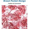 imageELETOP Mens Hawaiian Shirts Short Sleeve Floral Beach Shirts Button Down Tropical Aloha Vacation Shirts234 Palm Leaf Pink