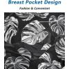 imageELETOP Mens Hawaiian Shirts Short Sleeve Floral Beach Shirts Button Down Tropical Aloha Vacation Shirts236 Palm Leaf Black