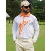 imageELETOP Mens Long Sleeve Polo Shirts with Collar Classic Button Performance Moisture Wicking Dry Fit Casual Golf Shirt for Men093 Star Orange White