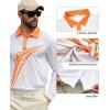 imageELETOP Mens Long Sleeve Polo Shirts with Collar Classic Button Performance Moisture Wicking Dry Fit Casual Golf Shirt for Men093 Star Orange White
