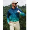 imageELETOP Mens Long Sleeve Polo Shirts with Collar Classic Button Performance Moisture Wicking Dry Fit Casual Golf Shirt for Men094 Gradient Green