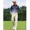 imageELETOP Mens Long Sleeve Polo Shirts with Collar Classic Button Performance Moisture Wicking Dry Fit Casual Golf Shirt for Men097 Gradient Black Purple