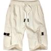 imageELETOP Mens Cargo Shorts Elastic Waistband Drawstring Big and Tall Cotton Summer Casual Work Shorts901 Beige