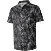 imageELETOP Mens Hawaiian Shirt Summer Stretch Short Sleeve Tropical Beach Button Down Casual ShirtM032 Palm Leaf Black