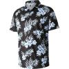 imageELETOP Mens Hawaiian Shirt Summer Stretch Short Sleeve Tropical Beach Button Down Casual ShirtM034 White Flower Black