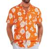 imageELETOP Mens Hawaiian Shirts Short Sleeve Floral Beach Shirts Button Down Tropical Aloha Vacation Shirts045 Floral Orange