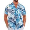 imageELETOP Mens Hawaiian Shirts Short Sleeve Floral Beach Shirts Button Down Tropical Aloha Vacation Shirts049 Palm Leaf Blue