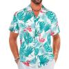 imageELETOP Mens Hawaiian Shirts Short Sleeve Floral Beach Shirts Button Down Tropical Aloha Vacation Shirts097 Flamingo Green Leaf