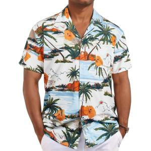 imageELETOP Mens Hawaiian Shirt Quick Dry Tropical Beach Shirts Short Sleeve Aloha Holiday Casual Cuban Shirts006 Tropical Print