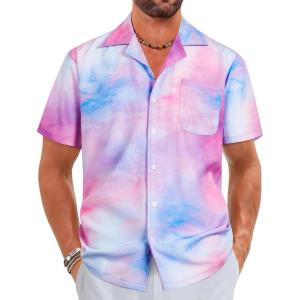 imageELETOP Mens Hawaiian Shirt Quick Dry Tropical Beach Shirts Short Sleeve Aloha Holiday Casual Cuban Shirts057 Tie Dye